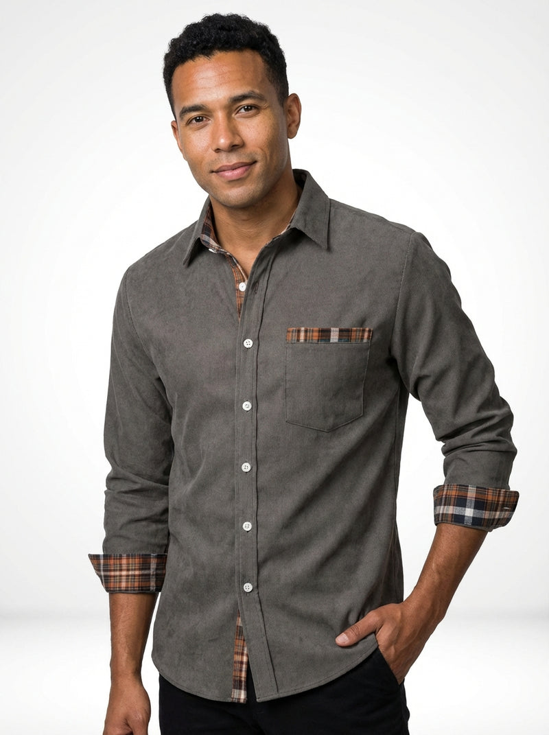 Casual Regular Fit Shirt-shirts > casual shirts-Laventaire-Dark Gray-S-Laventaire