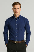 Casual Regular Fit Shirt-shirts > casual shirts > casual regular fit shirts-Laventaire-Navy Blue-XS-Laventaire
