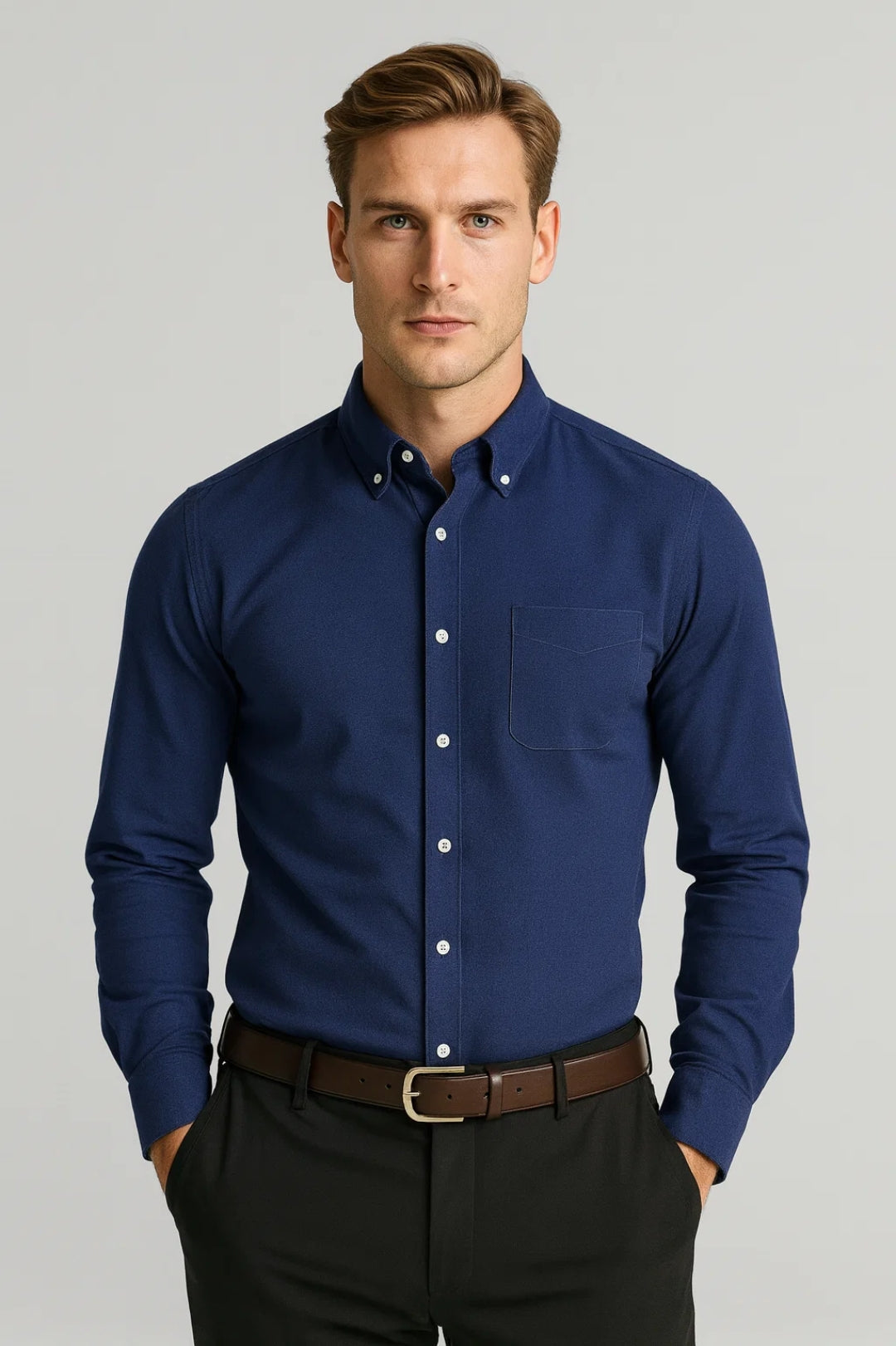 Casual Regular Fit Shirt-shirts > casual shirts > casual regular fit shirts-Laventaire-Navy Blue-XS-Laventaire