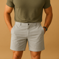 Casual Relaxed Fit Shorts-shorts > casual shorts-Laventaire-Light Gray-XS-Laventaire