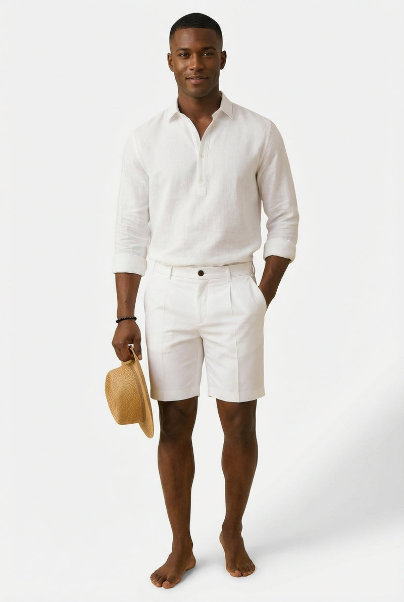 Casual Relaxed Fit Shorts-shorts > casual shorts-Laventaire-White-XS-Laventaire