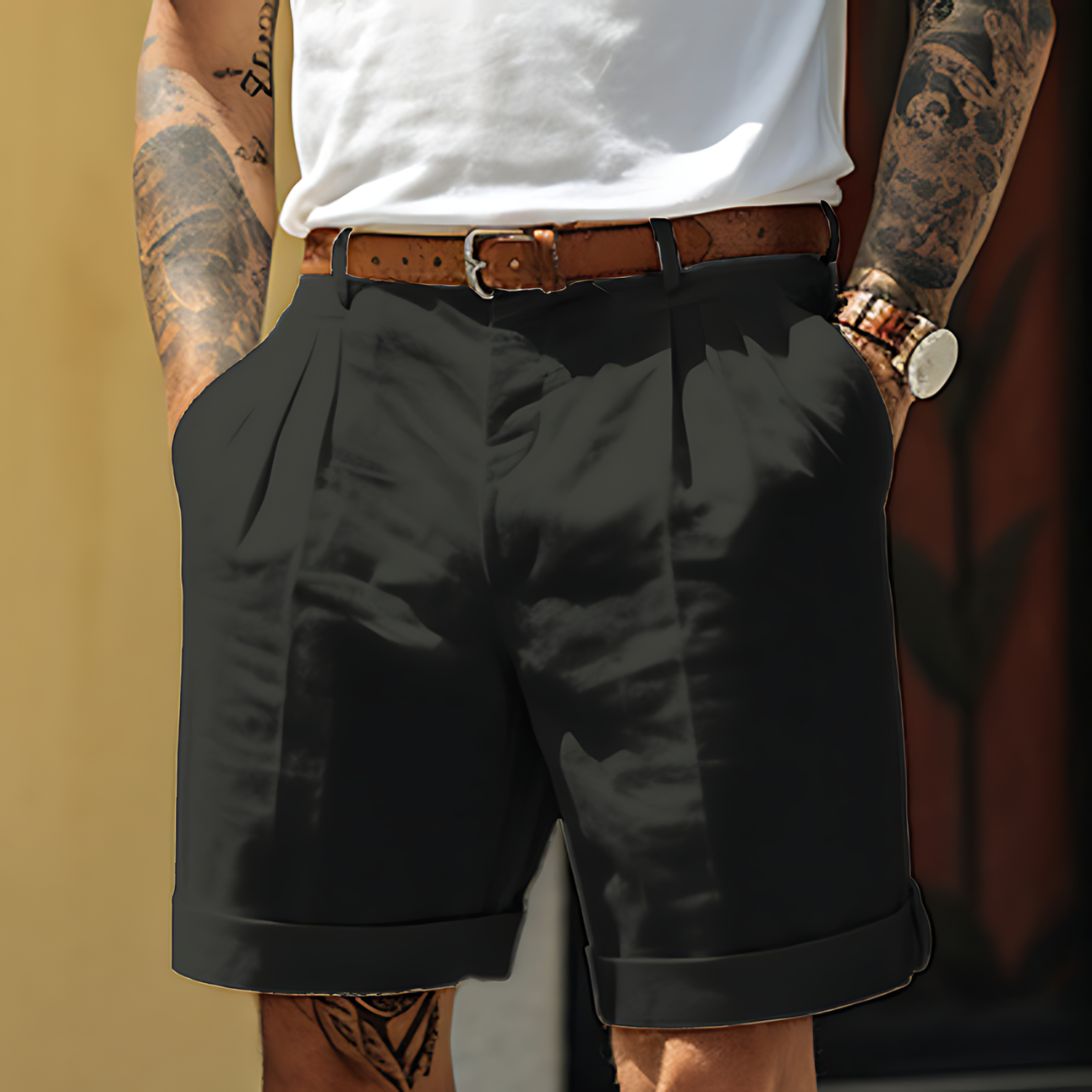 Casual Relaxed Shorts-shorts > casual shorts-Laventaire-Black-S-Laventaire