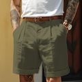 Casual Relaxed Shorts-shorts > casual shorts-Laventaire-Dark Olive Green-S-Laventaire