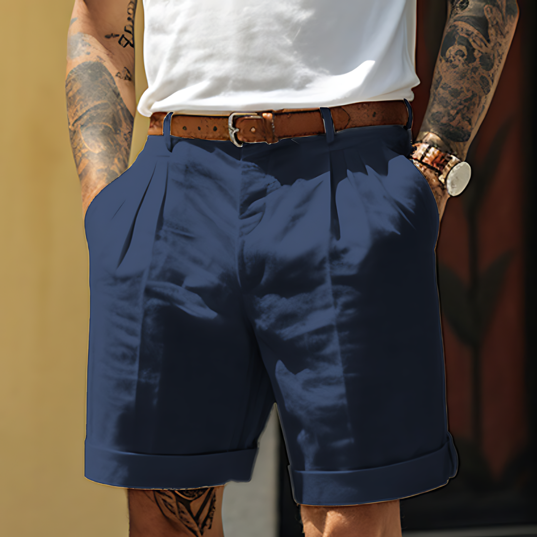 Casual Relaxed Shorts-shorts > casual shorts-Laventaire-Navy Blue-S-Laventaire