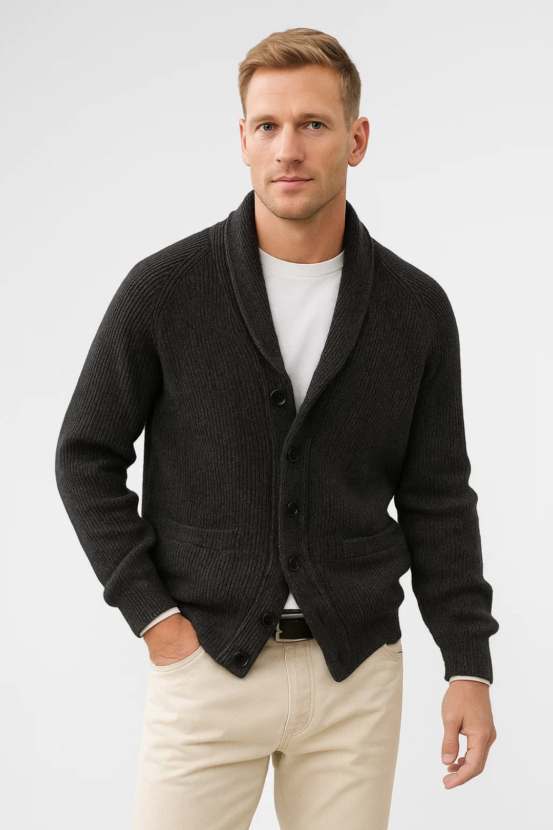 Casual Shawl Collar Cardigan-cardigans > shawl collar cardigan-Laventaire-Laventaire