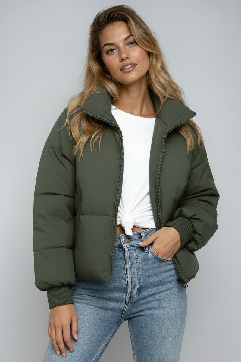 Casual Short Puffer Jacket-outerwear > jackets > puffer jackets-Laventaire-Laventaire
