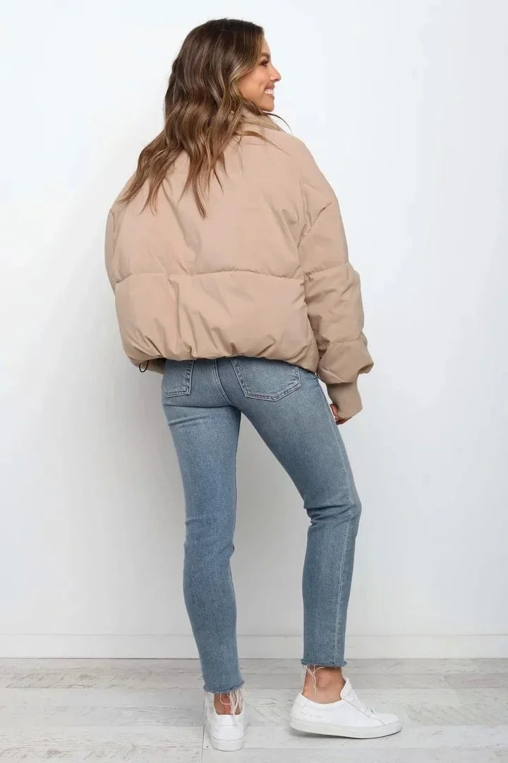 Casual Short Puffer Jacket-outerwear > jackets > puffer jackets-Laventaire-Laventaire