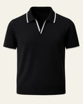 Casual Short Sleeve Polo Shirt-shirts > polo shirts-Laventaire-Black-XS-Laventaire