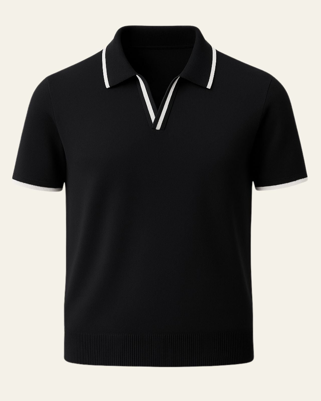 Casual Short Sleeve Polo Shirt-shirts > polo shirts-Laventaire-Black-XS-Laventaire
