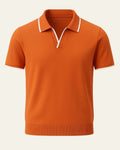 Casual Short Sleeve Polo Shirt-shirts > polo shirts-Laventaire-Orange-XS-Laventaire