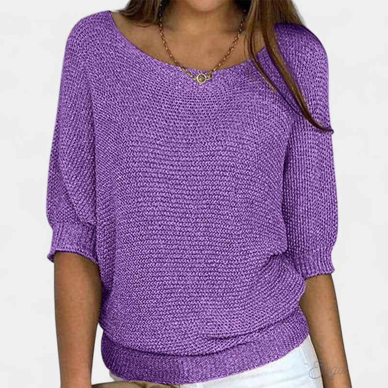 Casual Short Sleeve Sweater-sweaters > short sleeve sweater-Laventaire-Laventaire