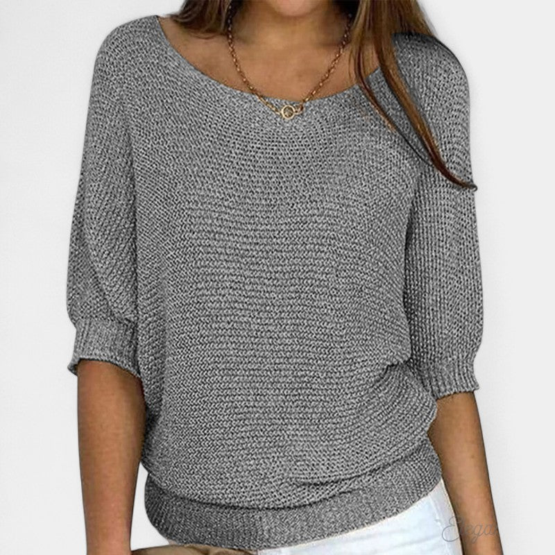 Casual Short Sleeve Sweater-sweaters > short sleeve sweater-Laventaire-Laventaire