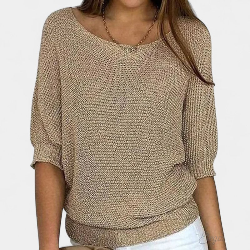 Casual Short Sleeve Sweater-sweaters > short sleeve sweater-Laventaire-Laventaire