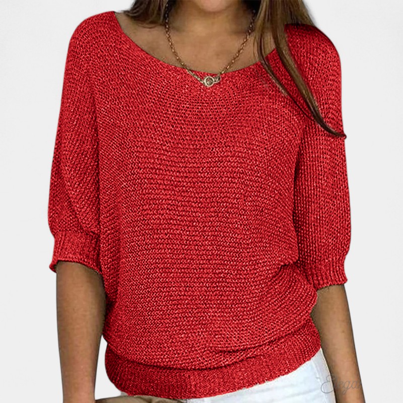 Casual Short Sleeve Sweater-sweaters > short sleeve sweater-Laventaire-Laventaire