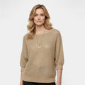 Casual Short Sleeve Sweater-sweaters > short sleeve sweater-Laventaire-Khaki-S-Laventaire