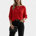 Casual Short Sleeve Sweater-sweaters > short sleeve sweater-Laventaire-Red-S-Laventaire