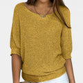 Casual Short Sleeve Sweater-sweaters > short sleeve sweater-Laventaire-Yellow-S-Laventaire