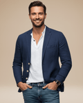 Casual Slim Fit Blazer-blazers > casual blazers-Laventaire-Navy Blue-S-Laventaire