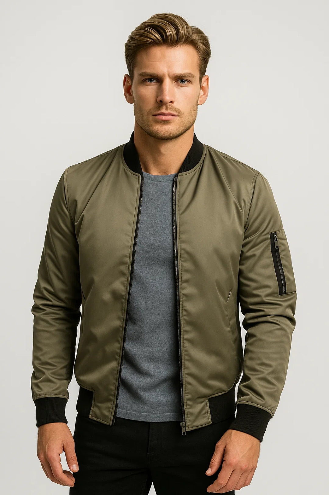 Casual Slim Fit Bomber Jacket-jackets > bomber jackets-Laventaire-Laventaire