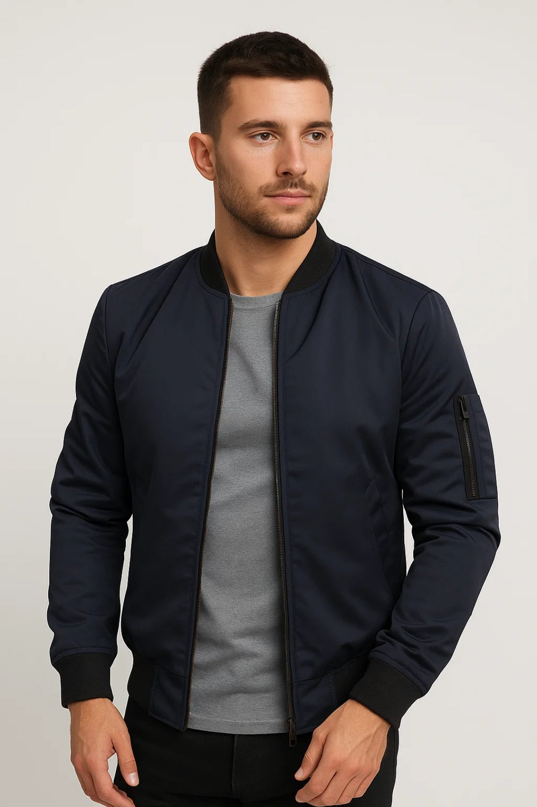 Casual Slim Fit Bomber Jacket-jackets > bomber jackets-Laventaire-Laventaire