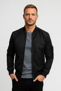 Casual Slim Fit Bomber Jacket-jackets > bomber jackets-Laventaire-Black-XS-Laventaire