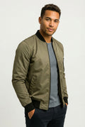 Casual Slim Fit Bomber Jacket-jackets > bomber jackets-Laventaire-Khaki-XS-Laventaire