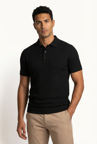 Casual Slim Fit Polo Shirt-shirts > polo shirts-Laventaire-Black-S-Laventaire