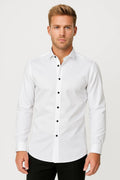 Casual Slim Fit Shirt-shirts > long sleeve shirts > slim fit shirts-Laventaire-White-S-Laventaire