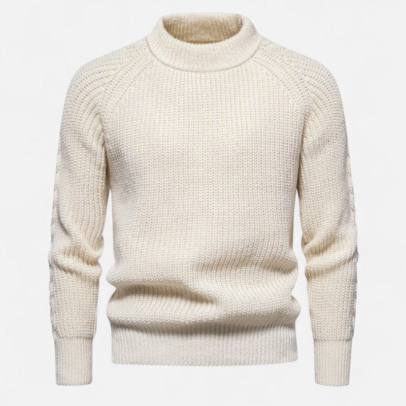 Casual Slim Fit Sweater-sweaters > slim fit sweater-Laventaire-Cream-M-Laventaire