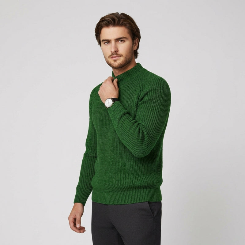 Casual Slim Fit Sweater-sweaters > slim fit sweater-Laventaire-Emerald Green-M-Laventaire