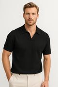 Casual Slim Polo Shirt-shirts > polo shirts > men's polo shirts-Laventaire-Black-S-Laventaire