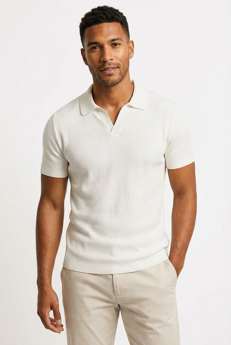 Casual Slim Polo Shirt-shirts > polo shirts > men's polo shirts-Laventaire-White-S-Laventaire