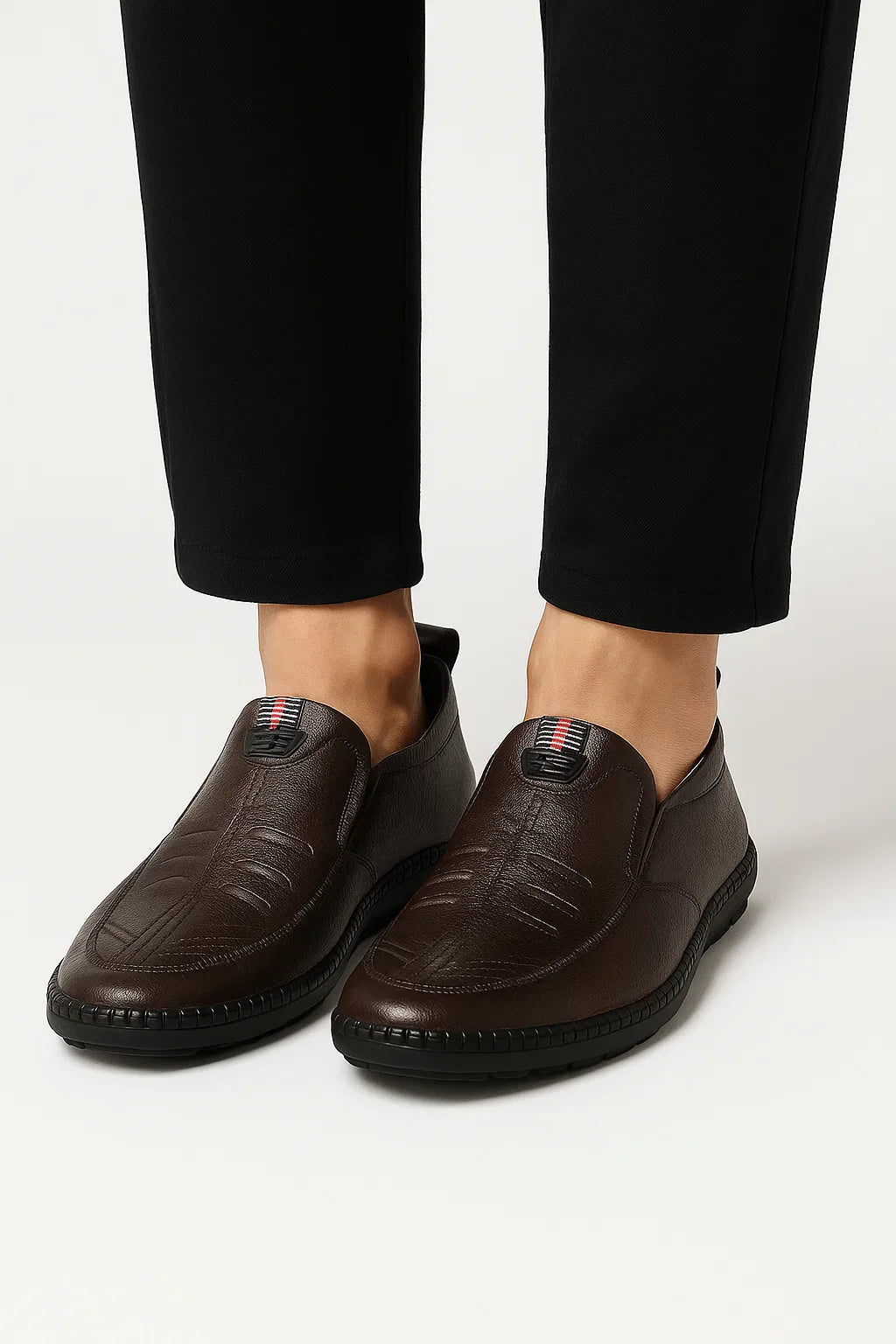 Casual Slip-On Loafers-footwear > loafers-Laventaire-Dark Brown-38-Laventaire