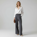 Casual Smart Blouse Top-tops > blouses-Laventaire-White-L-Laventaire