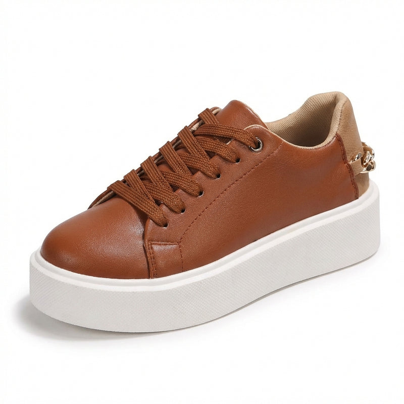 Casual Sneakers Chain Detail-footwear > sneakers > casual sneakers-Laventaire-Brown-36-Laventaire