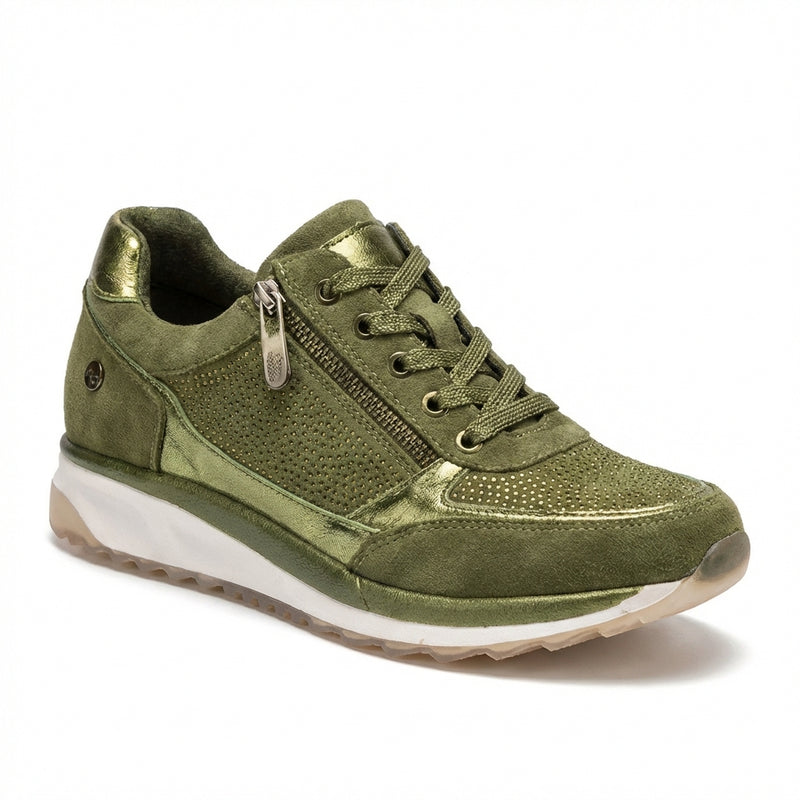 Casual Sneakers Side Zipper-footwear > sneakers-Laventaire-Olive Green-35-Laventaire