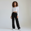 Casual Staight Leg Trousers-trousers > straight leg trousers-Laventaire-Black-S-Laventaire