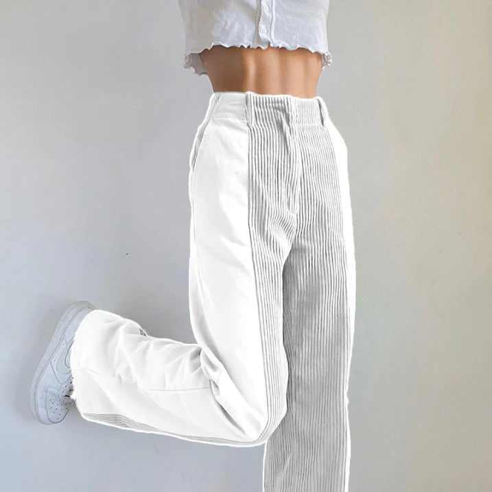 Casual Staight Leg Trousers-trousers > straight leg trousers-Laventaire-White-S-Laventaire