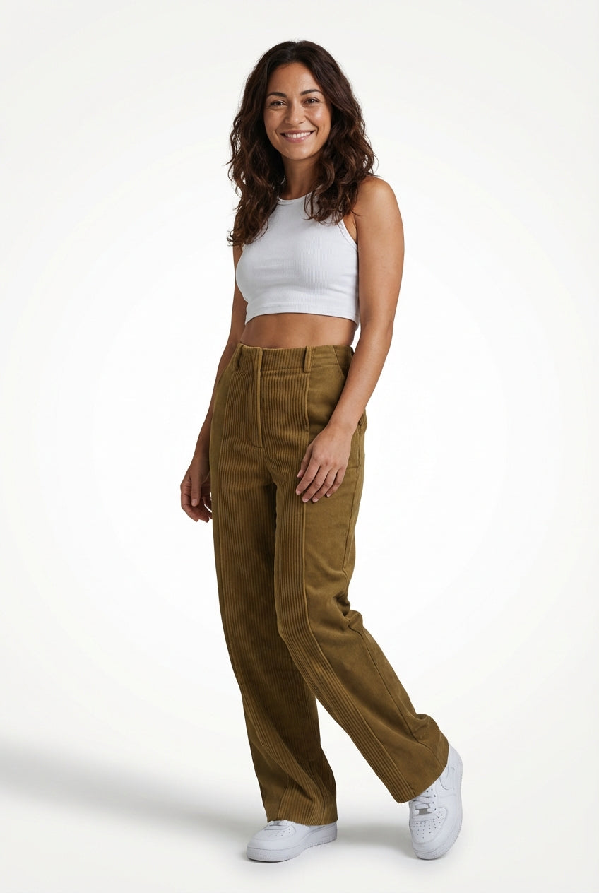 Casual Staight Leg Trousers-trousers > straight leg trousers-Laventaire-Laventaire