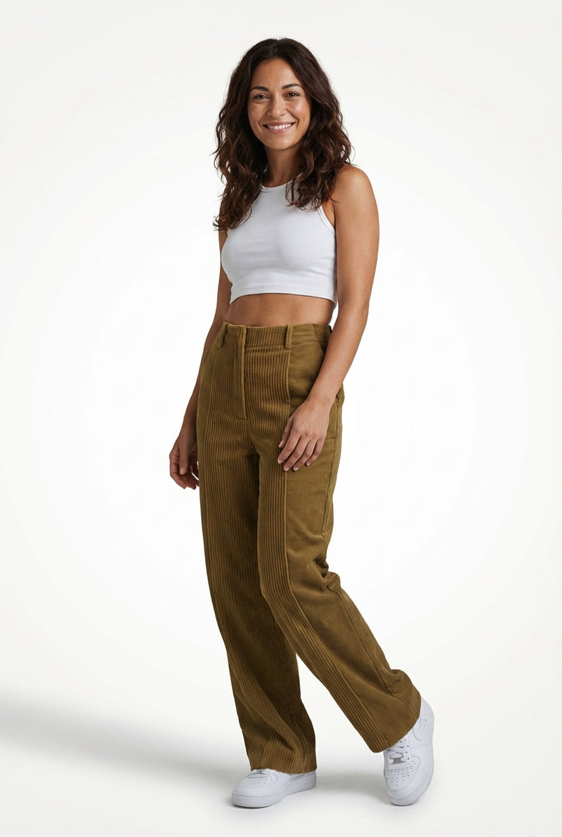 Casual Staight Leg Trousers-trousers > straight leg trousers-Laventaire-Laventaire