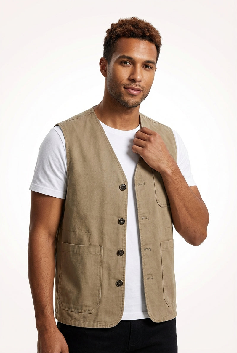 Casual Straight Fit Vest-outerwear > vests-Laventaire-Laventaire