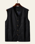 Casual Straight Fit Vest-outerwear > vests-Laventaire-Black-M-Laventaire