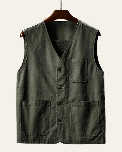 Casual Straight Fit Vest-outerwear > vests-Laventaire-Dark Green-M-Laventaire