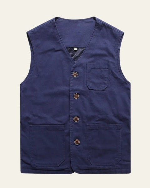 Casual Straight Fit Vest-outerwear > vests-Laventaire-Navy Blue-M-Laventaire