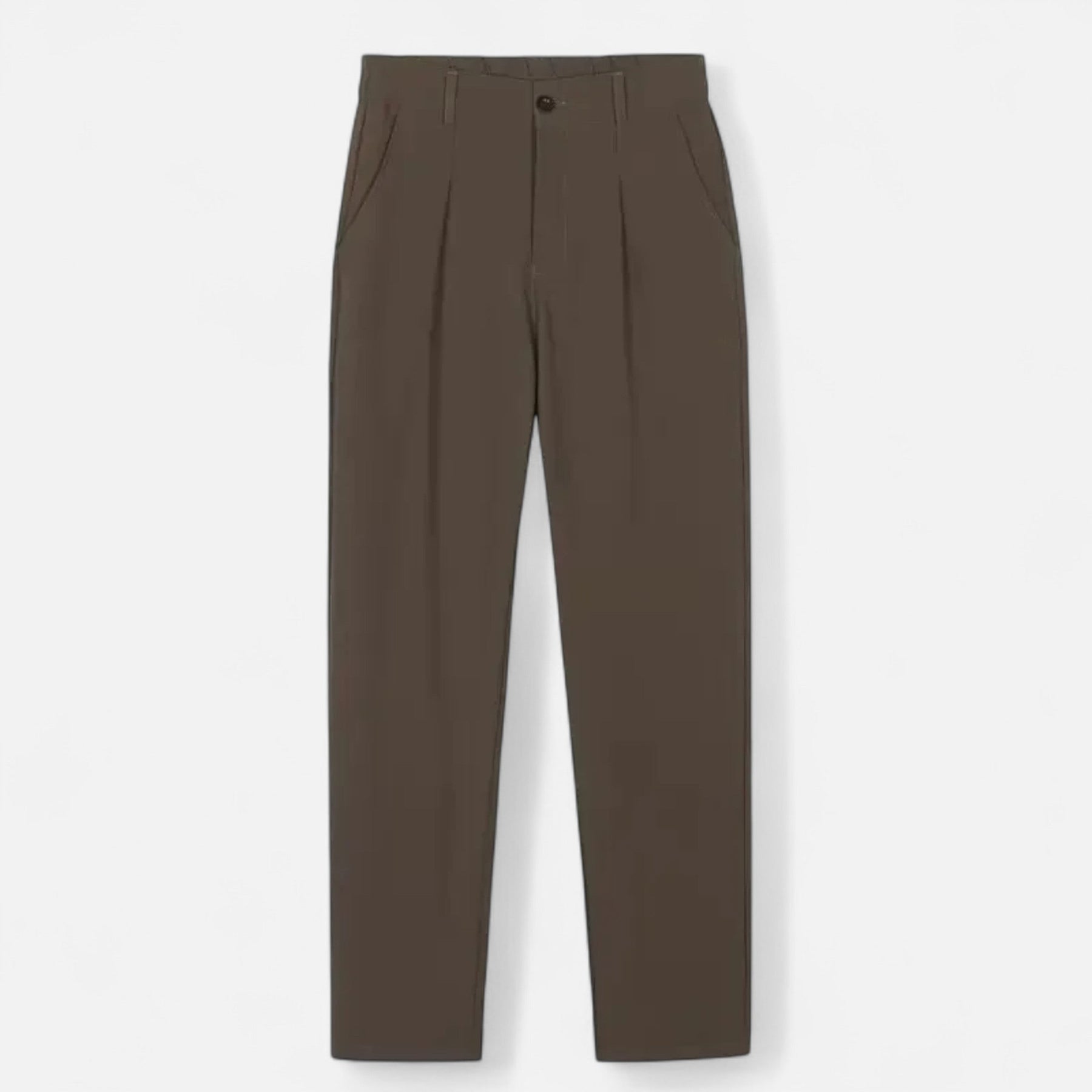 Casual Straight Leg Trousers-trousers > straight leg trousers-Laventaire-Dark Brown-S-Laventaire