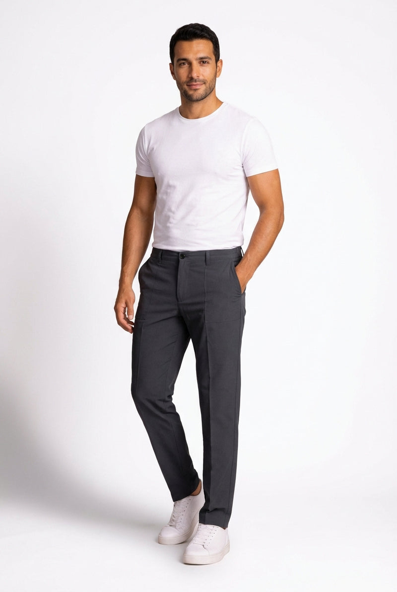 Casual Straight Leg Trousers-trousers > straight leg trousers-Laventaire-Dark Gray-S-Laventaire
