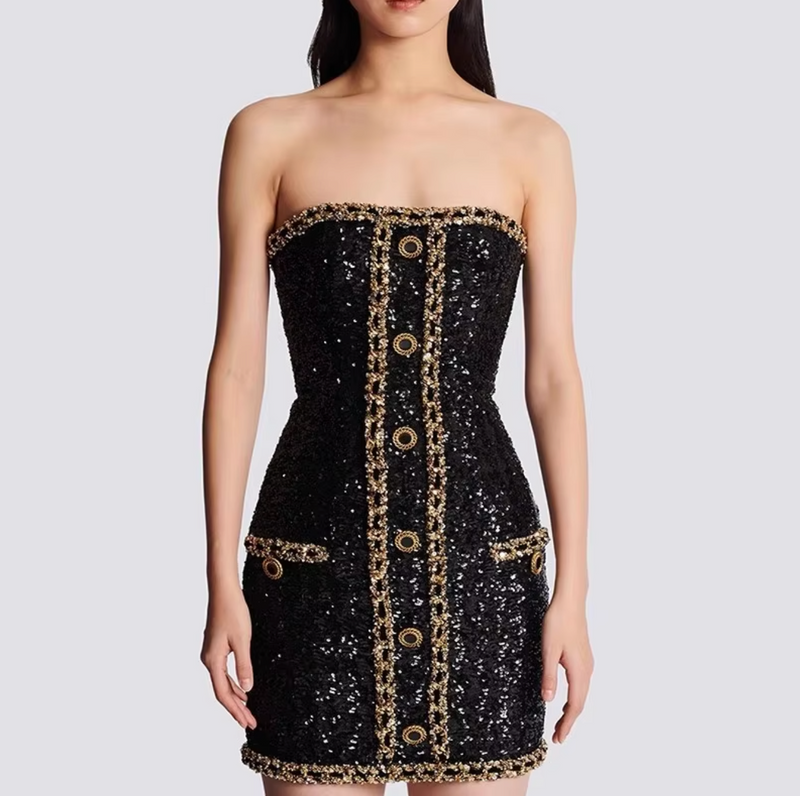 Casual Strapless Mini Dress-dresses > mini dress-Laventaire-Laventaire