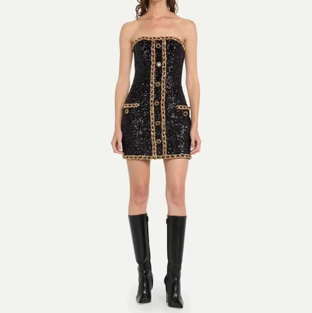 Casual Strapless Mini Dress-dresses > mini dress-Laventaire-Laventaire