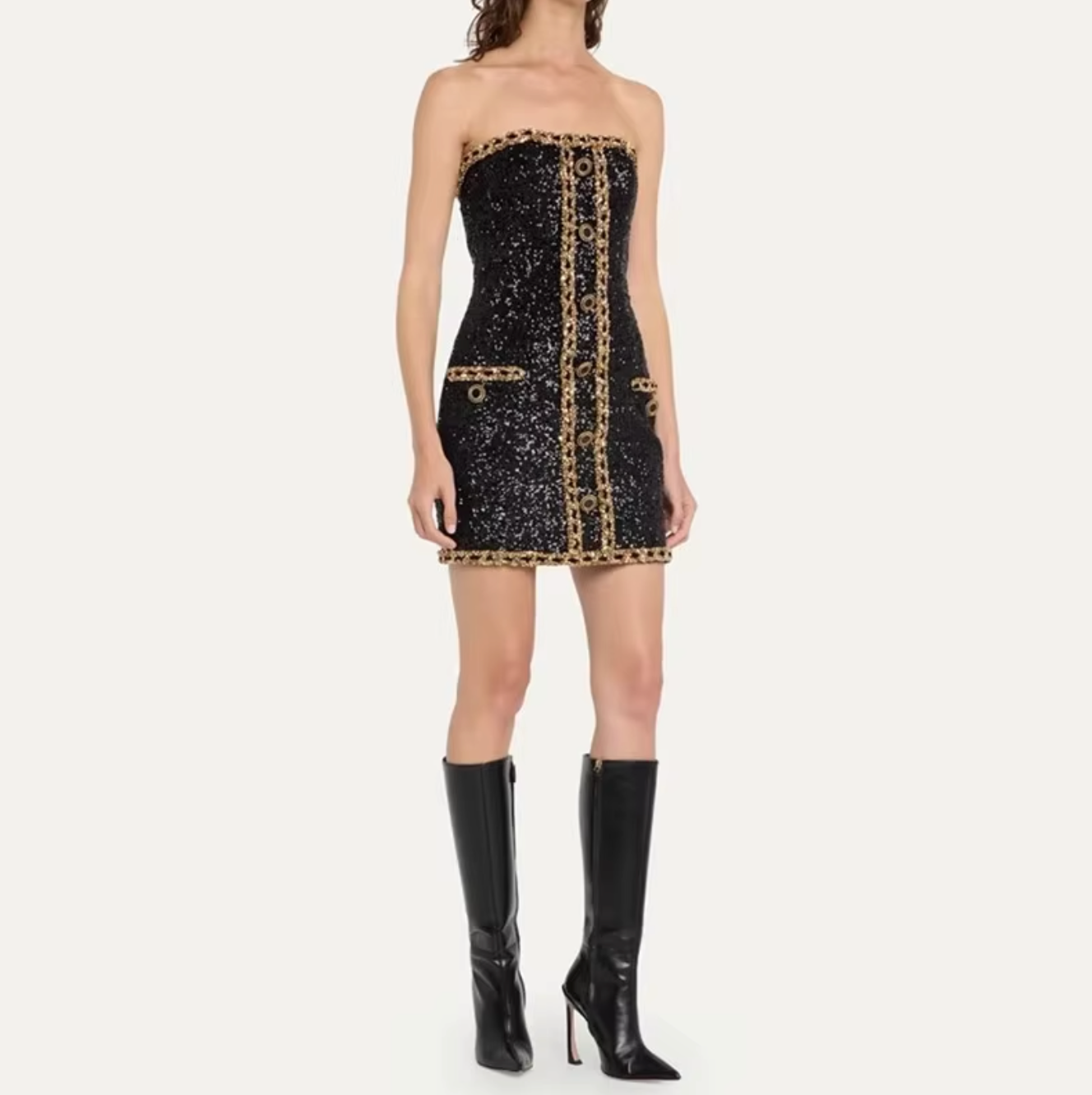 Casual Strapless Mini Dress-dresses > mini dress-Laventaire-Laventaire