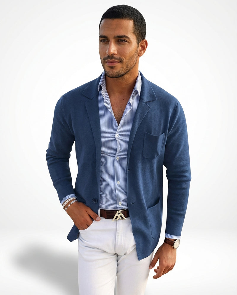 Casual Structured Blazer-blazers > casual blazer-Laventaire-Blue-S-Laventaire